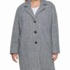 Clothing | * Best Sale Dkny Gray Herringbone Button-Up Coat Plus For Women