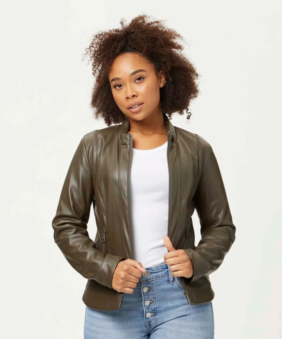 Clothing | * Best Reviews Of Dkny Loden Green Faux Leather Moto Jacket Women