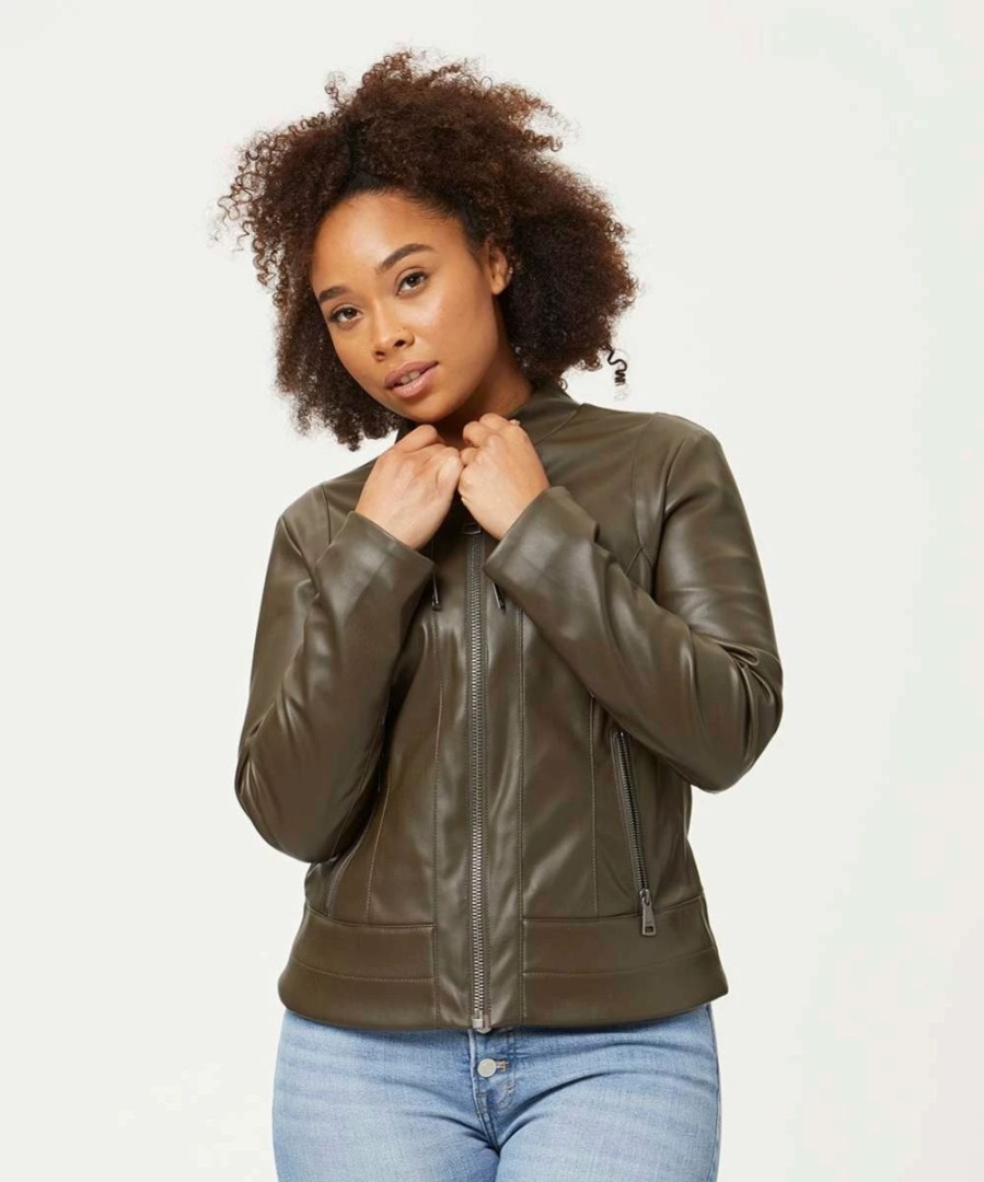 Clothing | * Best Reviews Of Dkny Loden Green Faux Leather Moto Jacket Women