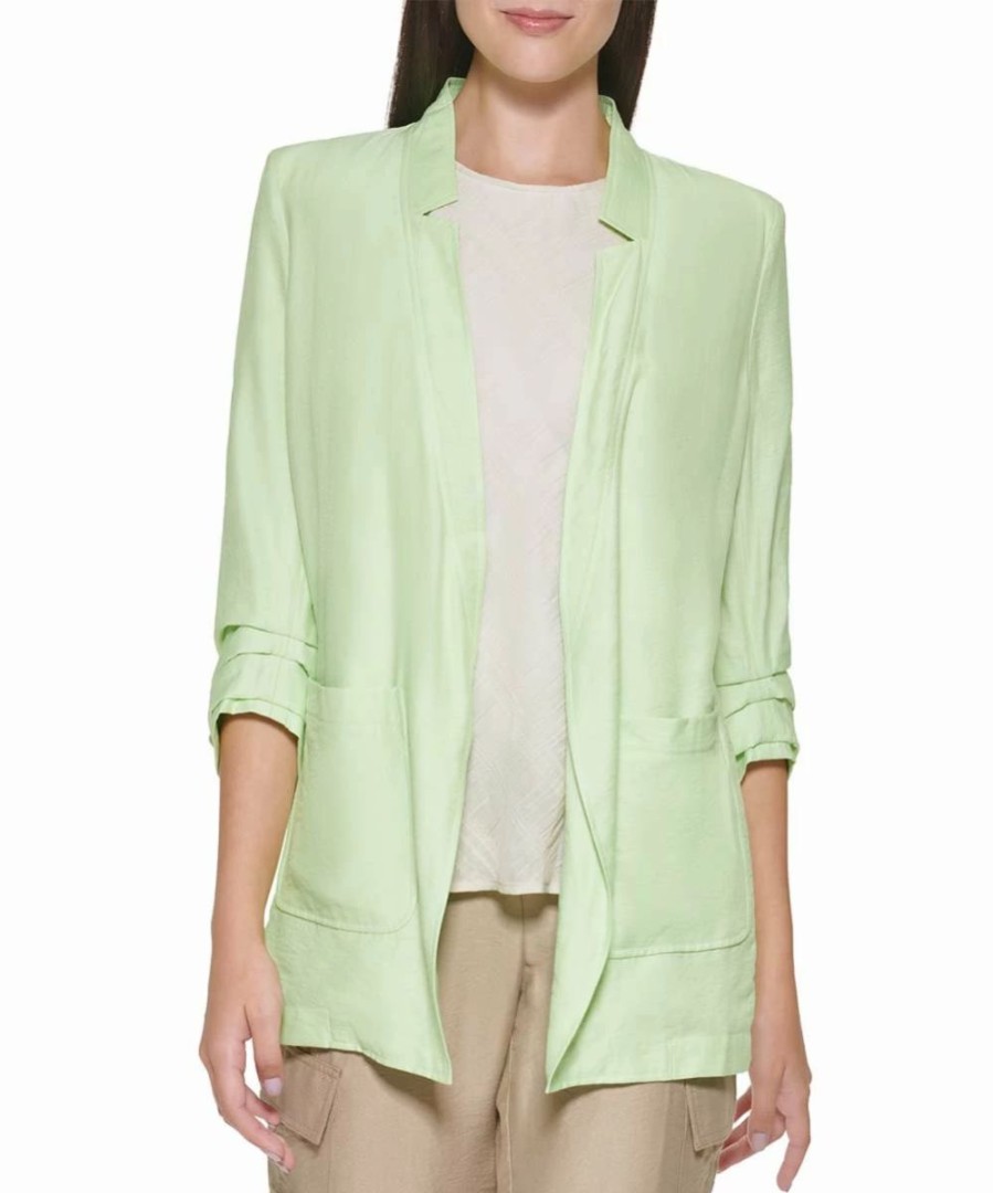 Clothing | * Brand New Dkny Lazer Green Scrunch-Sleeve Notch-Collar Blazer Women