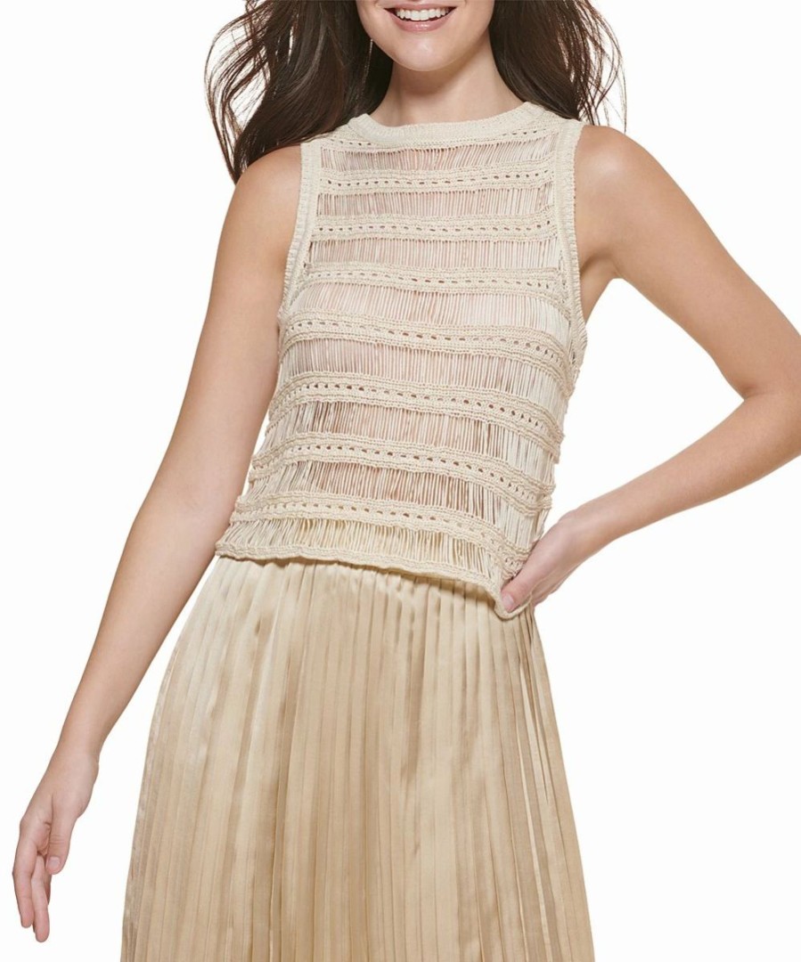 Clothing | * Best Sale Dkny Muslin Open-Weave Sleeveless Top Women