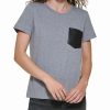 Clothing | * New Dkny Avenue Gray & Black Contrast-Pocket Crewneck Tee Women