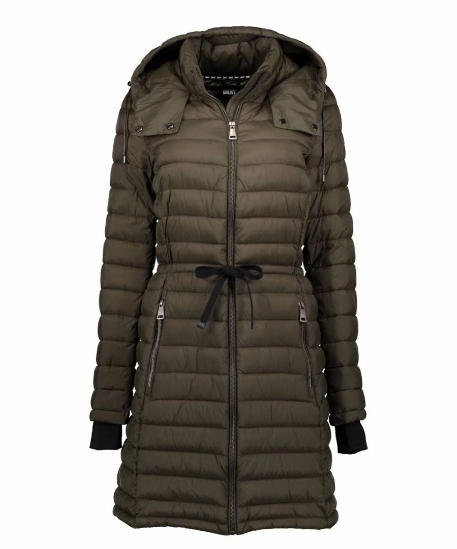 Clothing | * Best Sale Dkny Loden Green Cuff-Accent Belted Packable Puffer Coat Women