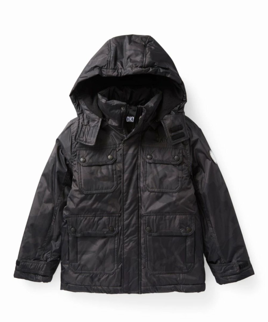 Clothing | * Best Reviews Of Dkny Black Camo Four-Pocket Parka Boys For Kids