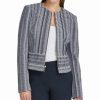 Clothing | * Budget Dkny Turquoise & Aqua Herringbone Zip-Up Crop Jacket Women