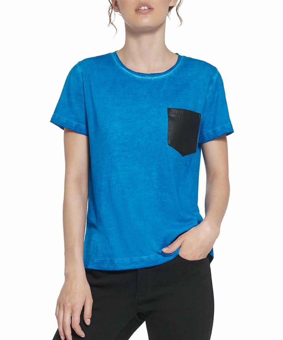 Clothing | * Best Sale Dkny Skydiver & Black Contrast-Pocket Crewneck Tee Women